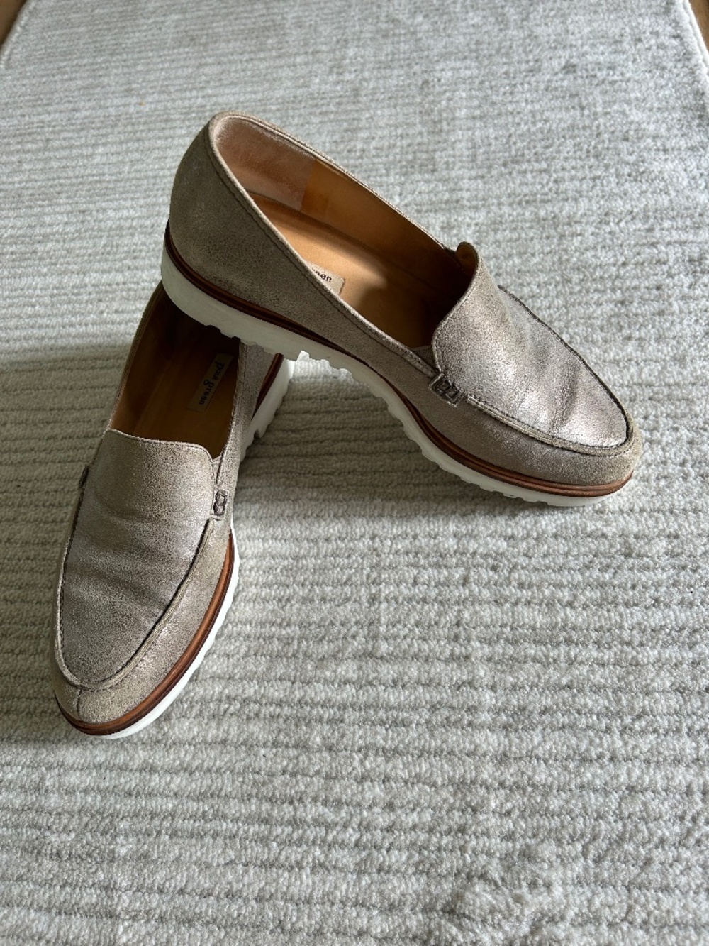 Paul Green Women’s Loafers US 8 Metalic Silver Grey Leather